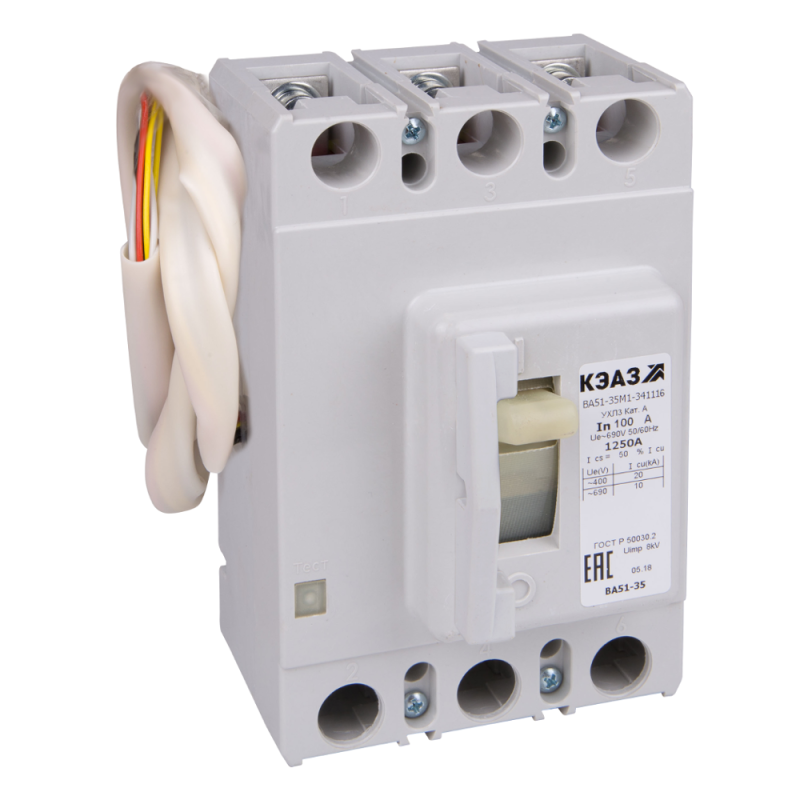 выключатель автоматический 3п 100а 20ка ва51-35м1-331816 100а 1200 440dc нр110ac/dc ухл3 кэаз 358346 от BTSprom.by