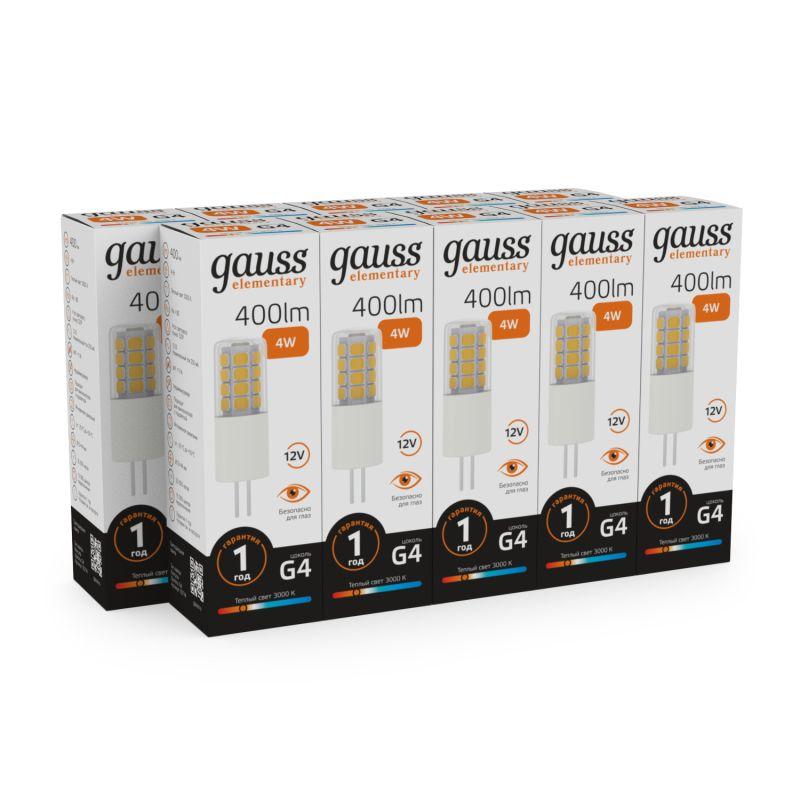 Лампа светодиодная Elementary 4Вт капсульная 3000К тепл. бел. G4 400лм DC 12В GAUSS 10714 фото в каталоге от BTSprom.by