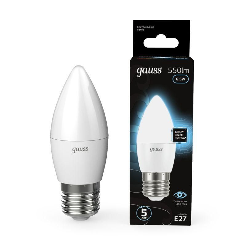 лампа светодиодная black 6.5вт свеча 4100к нейтр. бел. e27 550лм gauss 103102207 от BTSprom.by