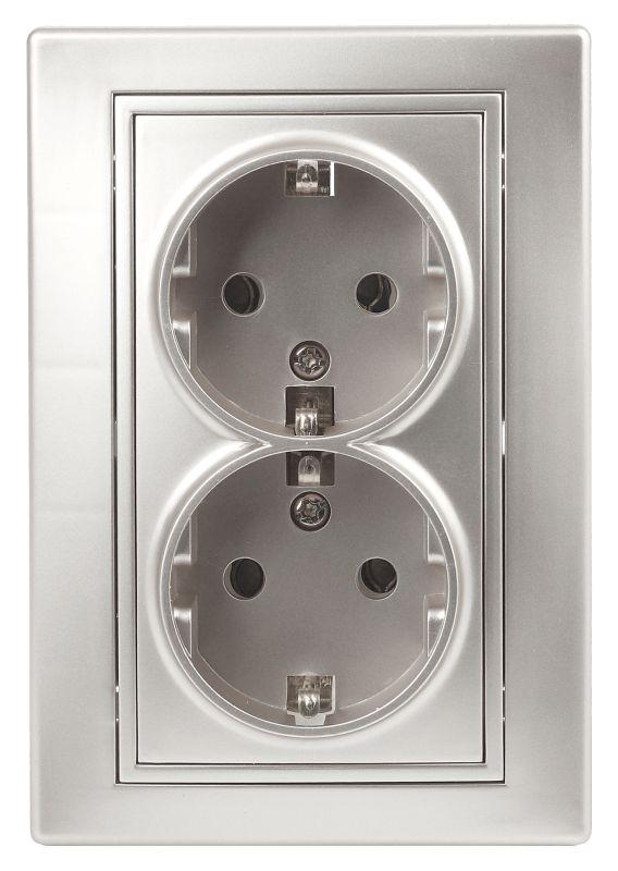 розетка 2-м сп plano 16а 250в ip20 2p+e schuko алюм. intro б0030070 от BTSprom.by