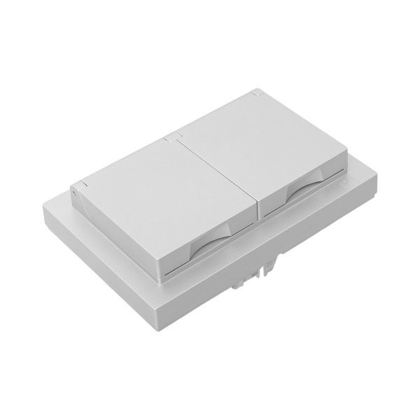  Розетка 2-м СП Эпика 16А IP44 с заземл. защ. шторки с рамкой с крышками механизм алюм. EKF UP1-SOA-211-44 фото в каталоге от BTSprom.by