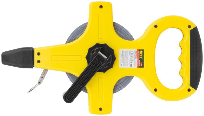  Рулетка геодезическая 50м стальная лента открытый пластик. корпус прорезиненная ручка желт. FIT 17803 фото в каталоге от BTSprom.by