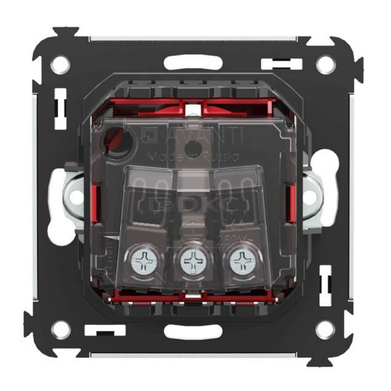 Розетка 1-м СП 2мод. Avanti "Красный квадрат" 16А IP20 2P+E защ. шторки красн. DKC 4401003 фото в каталоге от BTSprom.by