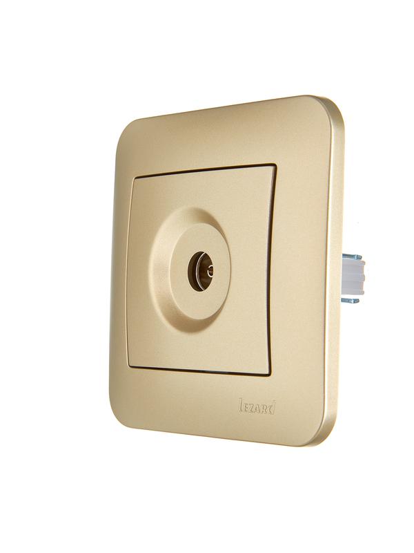  Розетка телевизионная проходная TV СП ASTI IP20 в сборе золото. LEZARD 7081-3636-129 фото в каталоге от BTSprom.by