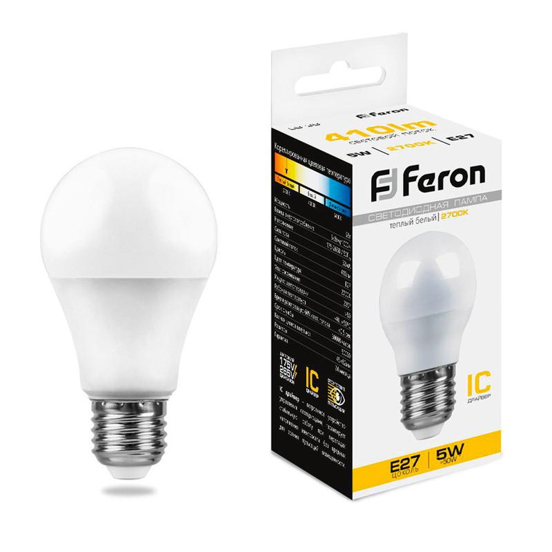 лампа светодиодная 5вт 230в e27 2700к g45 lb-38 feron 25404 от BTSprom.by