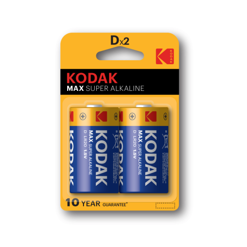 элемент питания алкалиновый d/lr20 1.5в max super alkaline (блист. 2шт) kodak б0005129 от BTSprom.by
