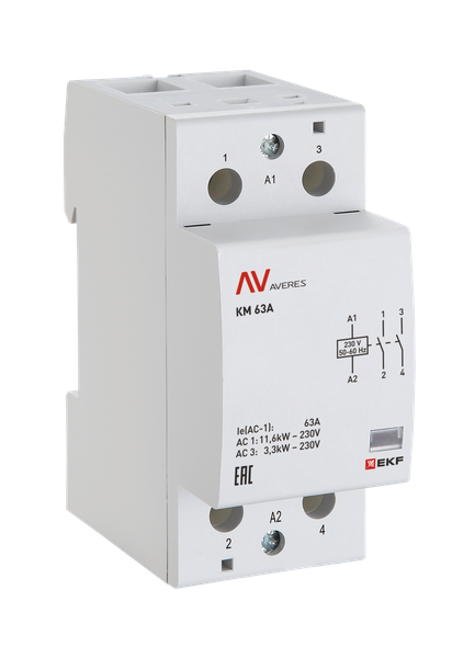 контактор модульный км 63а 2nc 230в ac (2 мод.) averes ekf km-av-2-63-02-230v от BTSprom.by