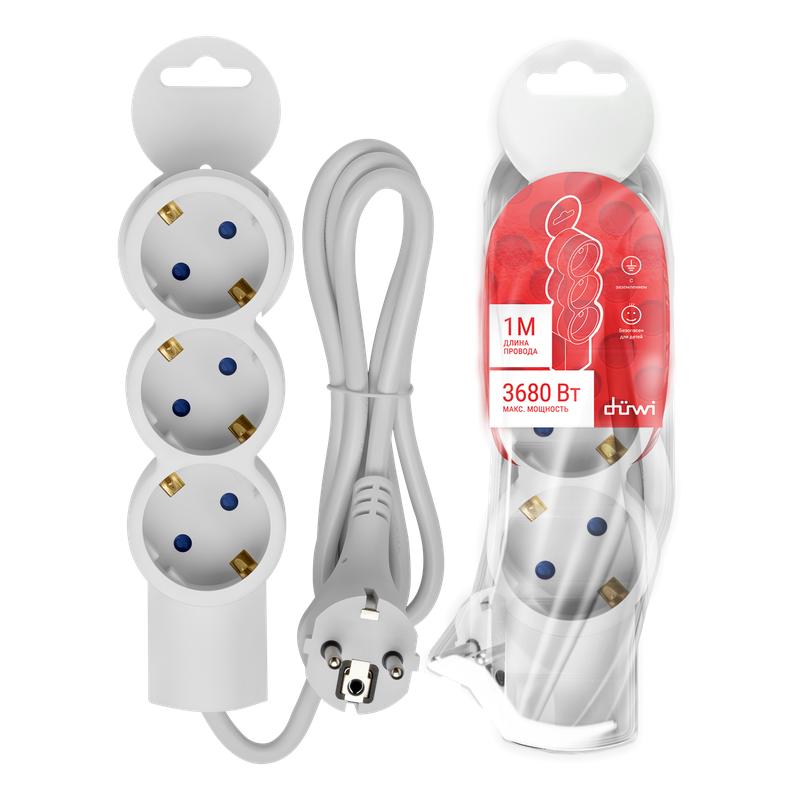 удлинитель 3х1м с/з supraline провод h05vv-f 3х10кв.мм 3680вт 16а duwi 32072 2 от BTSprom.by