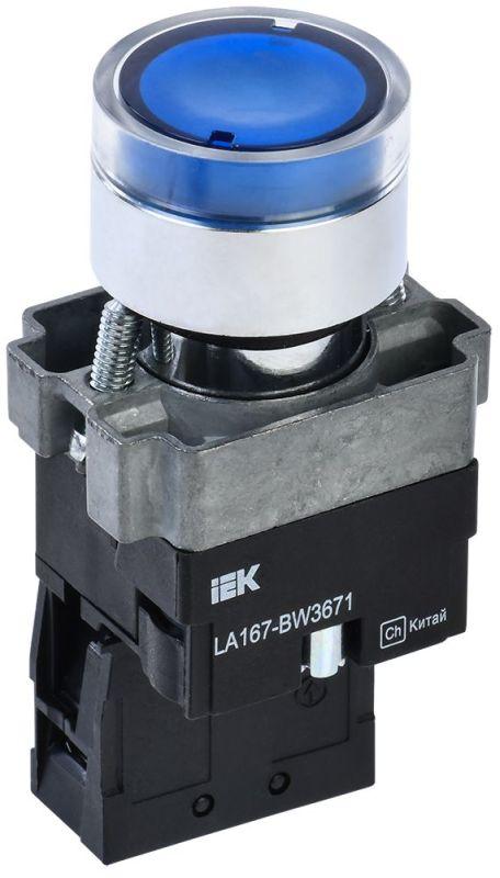 кнопка la167-bw3671 d22мм rc 1но с подсветкой син. karat iek bbt20-bw3671-1-12-67-k07 от BTSprom.by