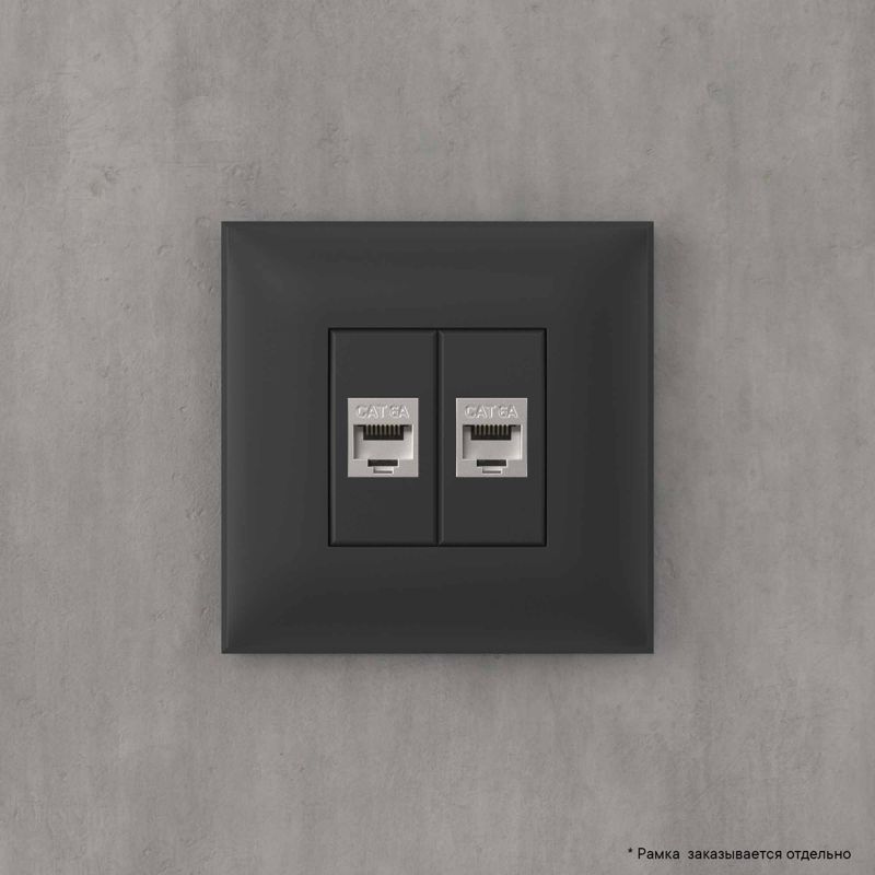  Розетка компьютерная 2-м СП Avanti "Черный матовый" RJ45 кат.6A без шторок экранир. механизм DKC 4412774 фото в каталоге от BTSprom.by