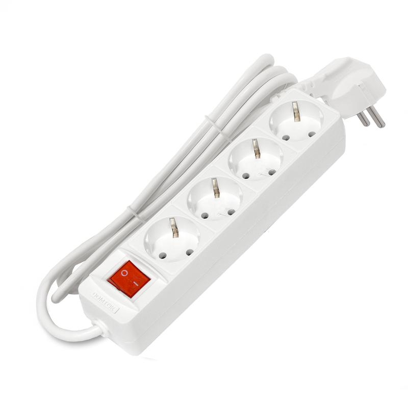 удлинитель 4х1.5м с заземл. 16а ip20 3х1 с выкл. бел. domtok 2374 от BTSprom.by