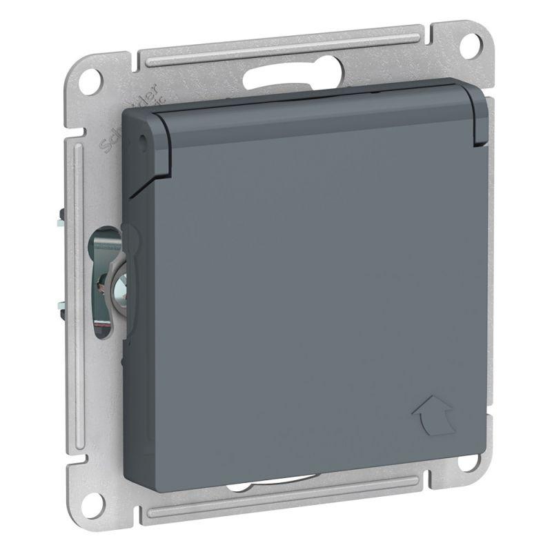 розетка 1-м сп atlasdesign 16а ip20 с заземл. защ. шторки с крышкой механизм грифель se atn000746 от BTSprom.by