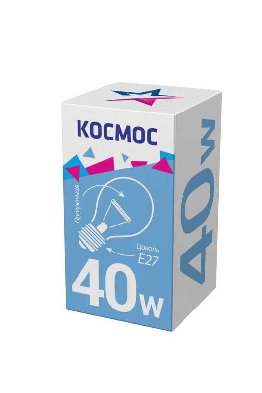 лампа накаливания 40вт a50/a55 прозрачная e27 230в космос lksmst55cl40e27v2 от BTSprom.by