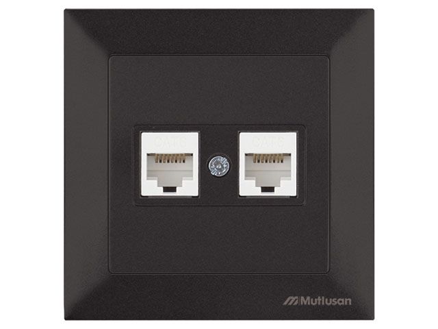розетка компьютерная 2xrj45 (cat6, скрытая) черная, daria, mutlusan ((2xrj 45) 8-pin, соединения типа 568a или 568b) 2120 141 0184 от BTSprom.by