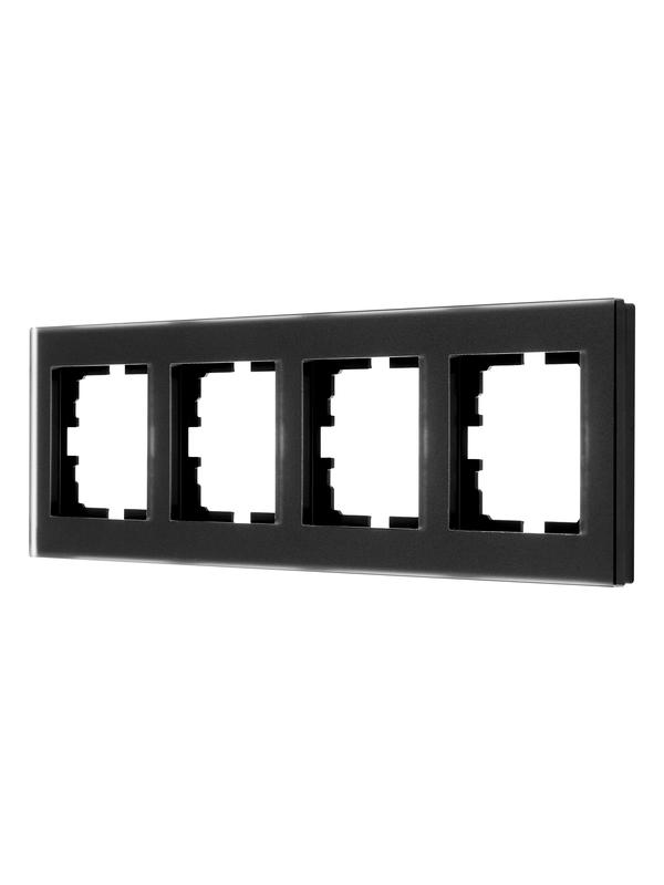 рамка 4-местн. гориз. vesna стекло черн. матов. lezard 742-5980-149 от BTSprom.by