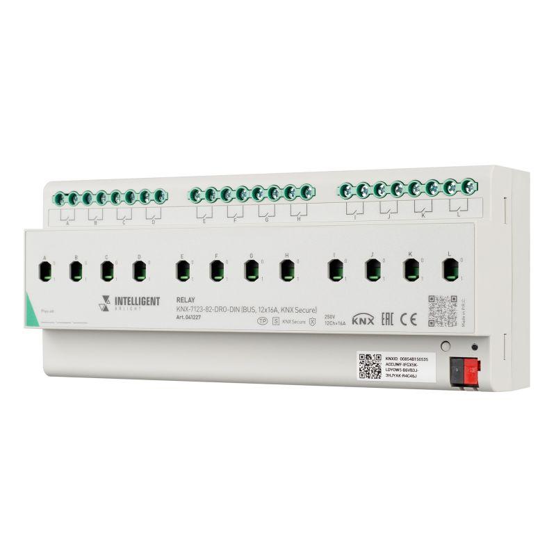 модуль релейный knx-7123-82-dro-din (bus 12х16а knx secure) ip20 пластик intelligent arlight 041227 от BTSprom.by