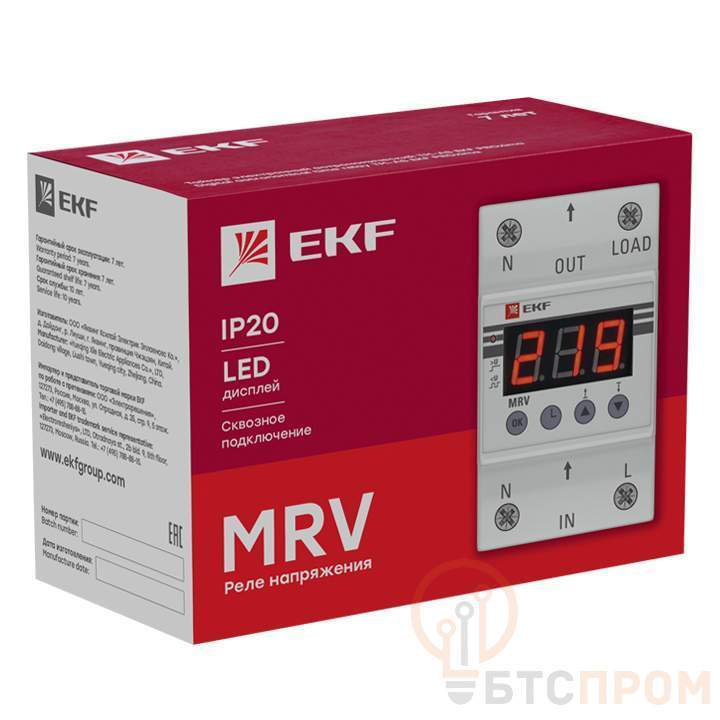  Реле напряжения с дисплеем MRV 40А PROxima EKF MRV-40A фото в каталоге от BTSprom.by