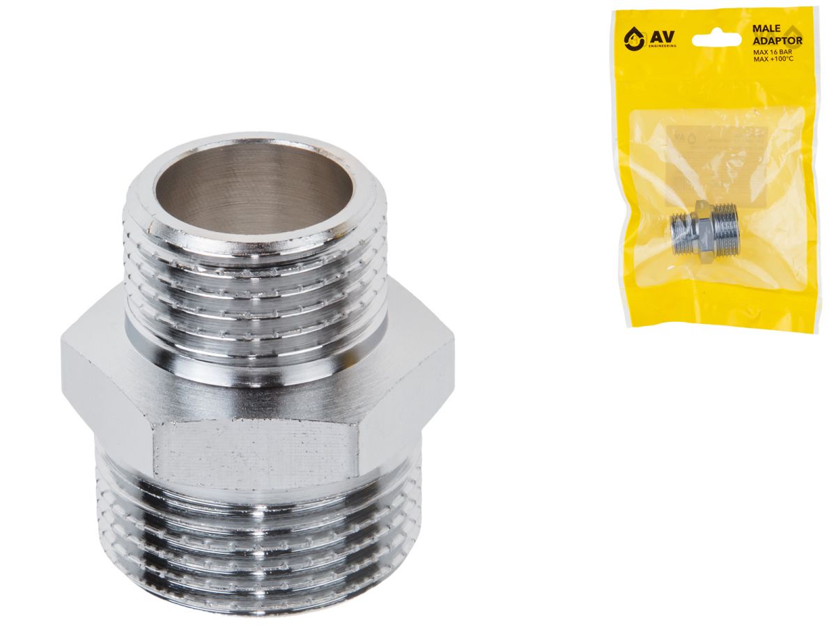 ниппель ред. 3/4" нар. х 1/2" нар. хром, av engineering (инд. упак.) ave303022 от BTSprom.by