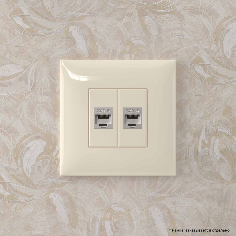  Розетка компьютерная 2-м СП Avanti "Ванильная дымка" RJ45 кат.6 без шторок экранир. механизм DKC 4405794 фото в каталоге от BTSprom.by