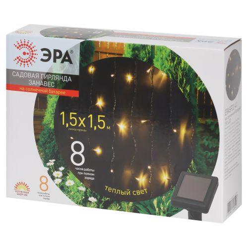  Гирлянда светодиодная садовая "Занавес" 1.5х1.5м 192LED на солнечной батарее ERASF22-41 ЭРА Б0053372 фото в каталоге от BTSprom.by