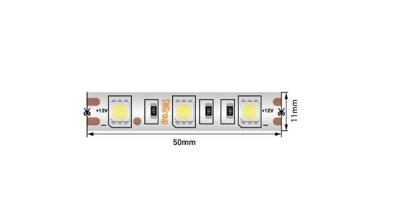 лента светодиодная стандарт 5050 60led/м 14.4вт/м нейтр. бел. 12в ip66 со скотчем 3м (уп.5м) swg standard 00-00014782 от BTSprom.by