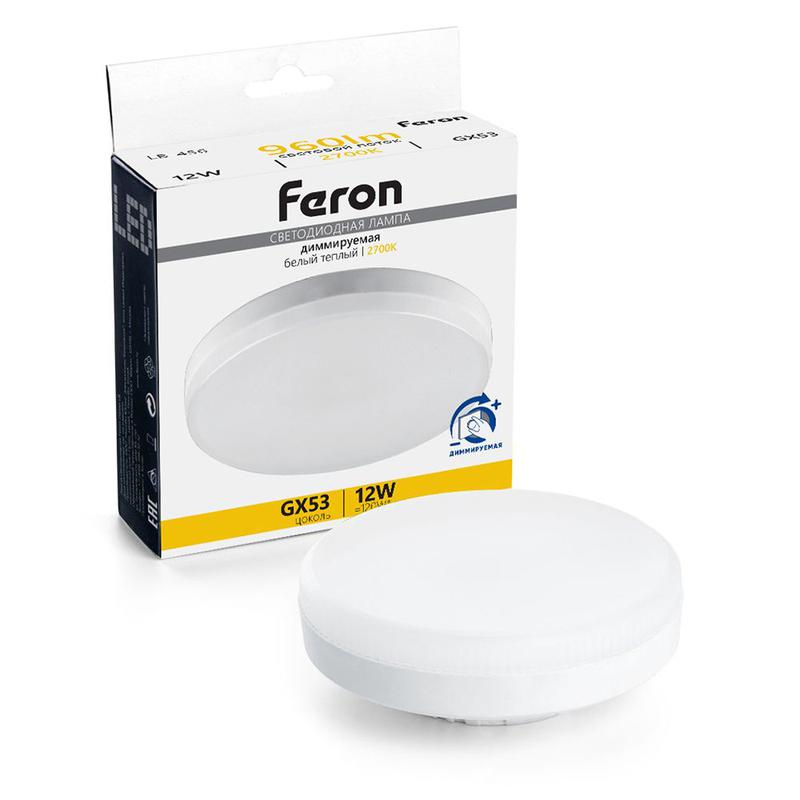 лампа светодиодная диммируемая 12вт 230в gx53 2700к lb-456 feron 51064 от BTSprom.by