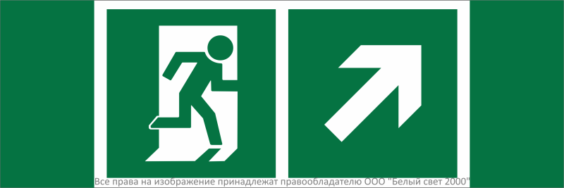 знак безопасности npu-3311.e37 "направление к эвакуационному выходу направо вверх" белый свет a32687 от BTSprom.by