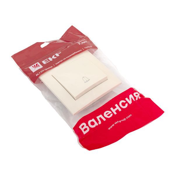  Кнопка звонка 1-кл. СП Валенсия 10А IP20 крем. PROxima EKF EWV10-026-20 фото в каталоге от BTSprom.by