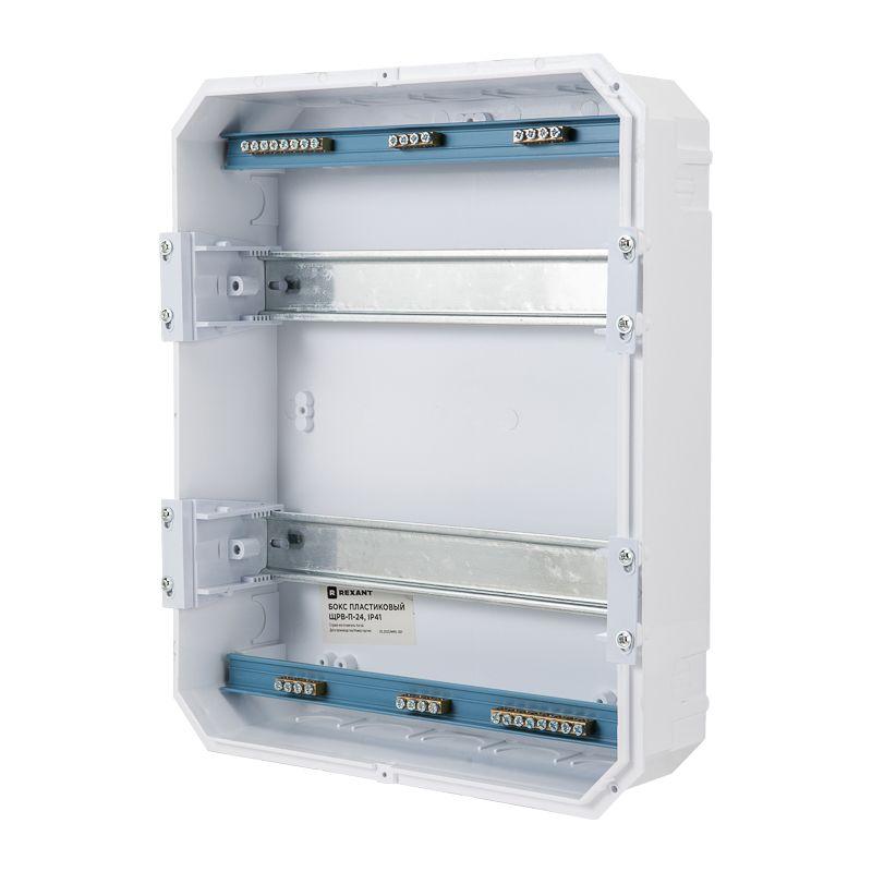  Бокс ЩРВ-П-24 IP41 пластик. бел. (бел. дверца) Rexant 11-0225 фото в каталоге от BTSprom.by