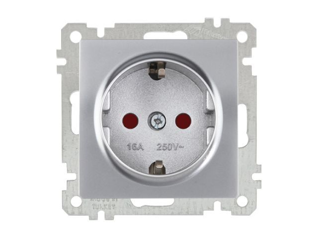 розетка 1-ая (скрытая, с/з, шторки) серебро, elitra, mutlusan (16 a, 250 v, ip 20) 2270 605 0292 от BTSprom.by