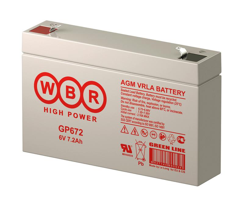  Аккумулятор 6В 7.2А.ч WBR GP672 WBR фото в каталоге от BTSprom.by