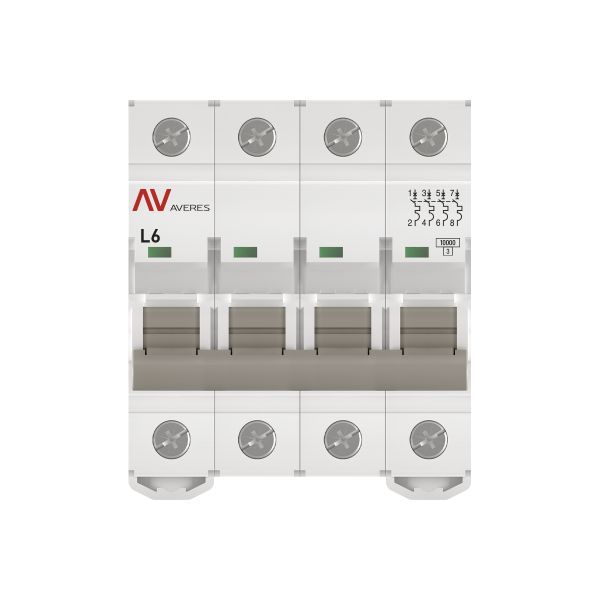  Выключатель автоматический модульный 4п L 6А 10кА AV-10 AVERES EKF mcb10-4-06L-av фото в каталоге от BTSprom.by