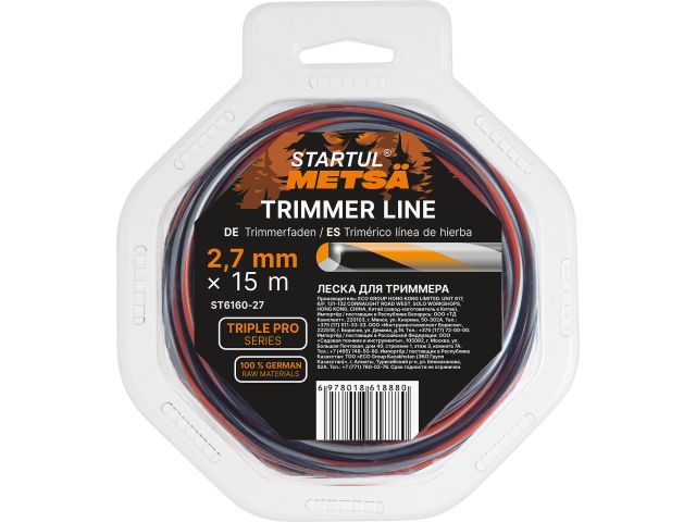 леска ф 2.7 мм х 15 м витой круг сеч. triple pro startul metsa (трехкомпонентная) st6160-27 от BTSprom.by