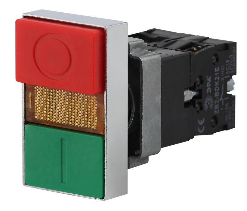 кнопка управления lay5-bw8465 i-o сдвоенная с подсветкой bbd40-bw-k51e эра б0045628 от BTSprom.by