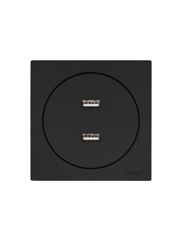  Розетка 2-м СП OSEN USB разъем механизм черн. бархат LEZARD 743-4288-192 фото в каталоге от BTSprom.by