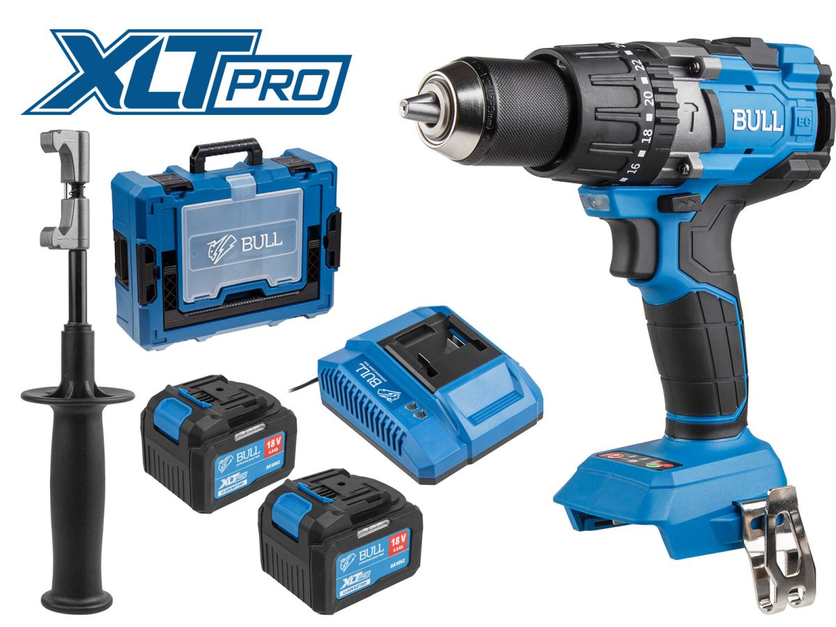 аккум. дрель-шуруповерт bull sr 1805 xcase xltpro, 2х6 а*ч, бесщет., 18 в, 120 н*м, бзп(мет.) 13 мм (доп. функции: ударное сверление, "antikickback", режим "turbo") 1329883 от BTSprom.by