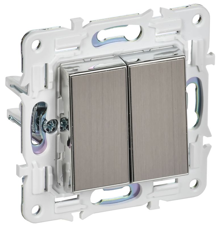 выключатель 2-кл. skandy 10а sk-v04n никель iek sk-v20-0-10-k50 от BTSprom.by