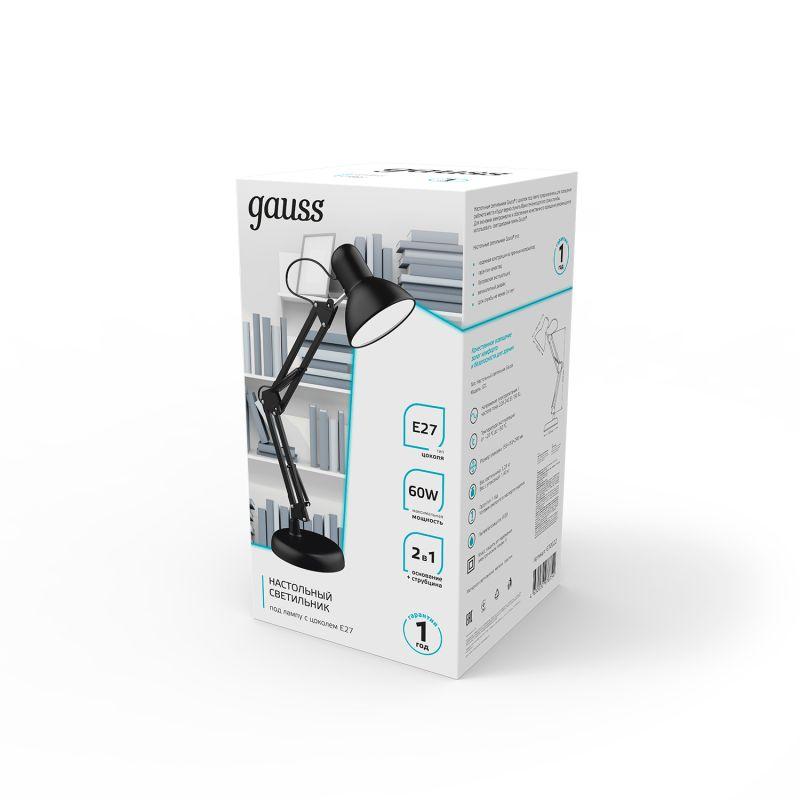  Светильник GTL 60Вт E27 струбцина и основание черн. GAUSS GT0022 фото в каталоге от BTSprom.by