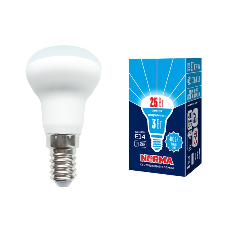 лампа светодиодная led-r39-3w/4000k/e14 /fr/nr norma 3вт матовая 4000к нейтр. бел. e14 (упак. картон) volpe ul-00005626 от BTSprom.by