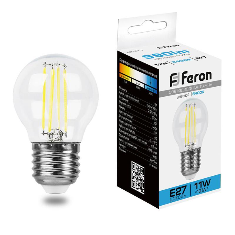 лампа светодиодная 11вт 230в e27 6400к прозрачн. lb-511 feron 38226 от BTSprom.by