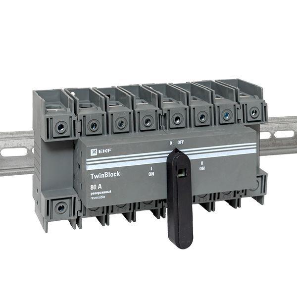  Рубильник 80А 4п реверсивный с рукояткой для прямой установки TwinBlock EKF tb-s-80-4p-rev фото в каталоге от BTSprom.by