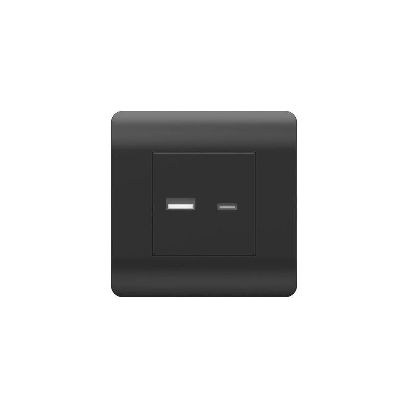 розетка usb new3-e тип a+c 5в/2.1а черн. chint 431501 от BTSprom.by