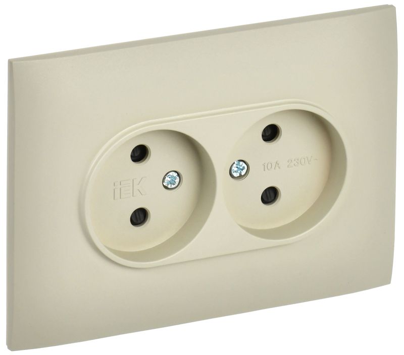 розетка 2-м skandy 10а без заземл. защ. шторки в сборе sk-r09b беж. iek sk-r23-10-k10-f от BTSprom.by