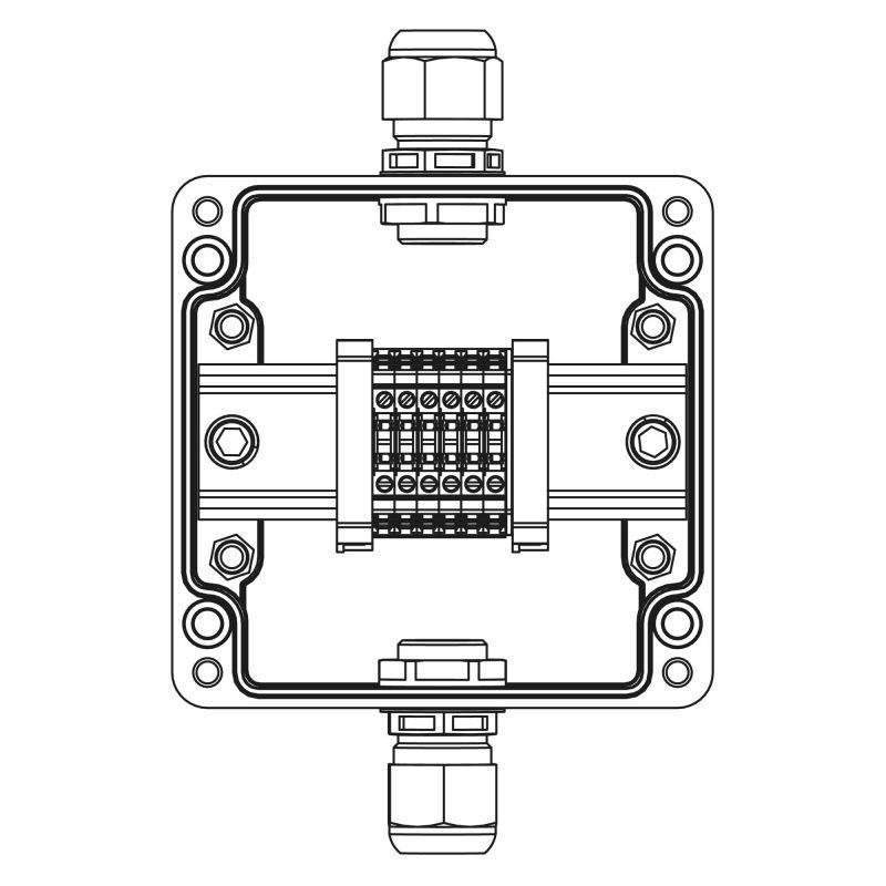 коробка взрывозащищенная клеммная из полиэстера tbe-p-03-(6xcbc.2)-1xpabmp(a)-1xpabmp(c)1ex e iic т5 gb / ex tb iiic t95град.c db ip66 dkc 1231.031.22.121s от BTSprom.by