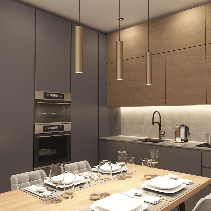  Светильник 15Вт GU10 IP20 подвесной алюм. матов. зол. с черн. DENKIRS 678708 фото в каталоге от BTSprom.by