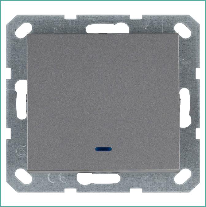 выключатель 1-кл. 10а ip20 с подсветкой механизм алюм. jasmart g3011ns от BTSprom.by