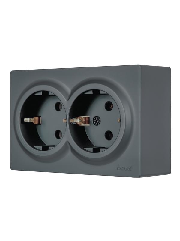 розетка 2-м оп leto с заземл. закрытый корпус пбт графит lezard 752-3400-127b от BTSprom.by