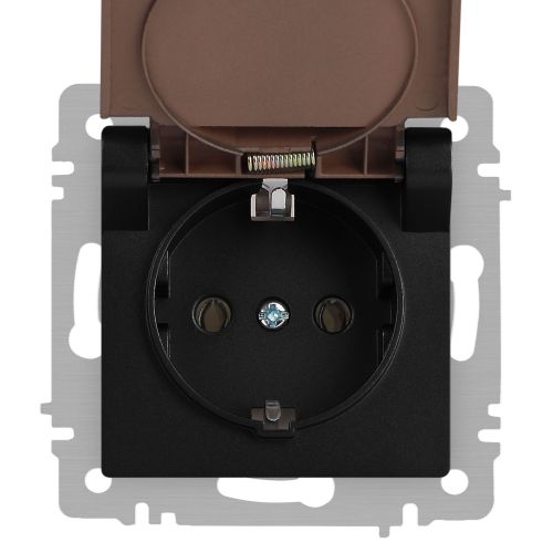  Розетка 1-м СП Accent 6-203-05 16А IP20 250В 2P+E Schuko с крышкой антрацит Intro Б0063747 фото в каталоге от BTSprom.by