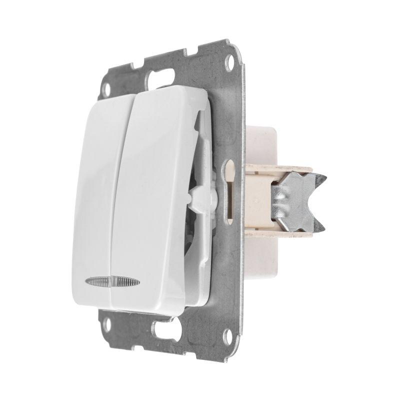  Выключатель 2-кл. СП DEA 10А с подсветкой механизм бел. Kranz KR-78-0203 фото в каталоге от BTSprom.by