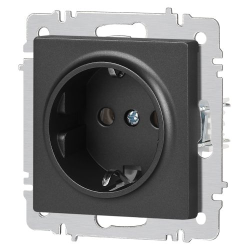  Розетка 1-м СП Accent 6-202-07 16А IP20 250В 2P+E Schuko графит Intro Б0063697 фото в каталоге от BTSprom.by